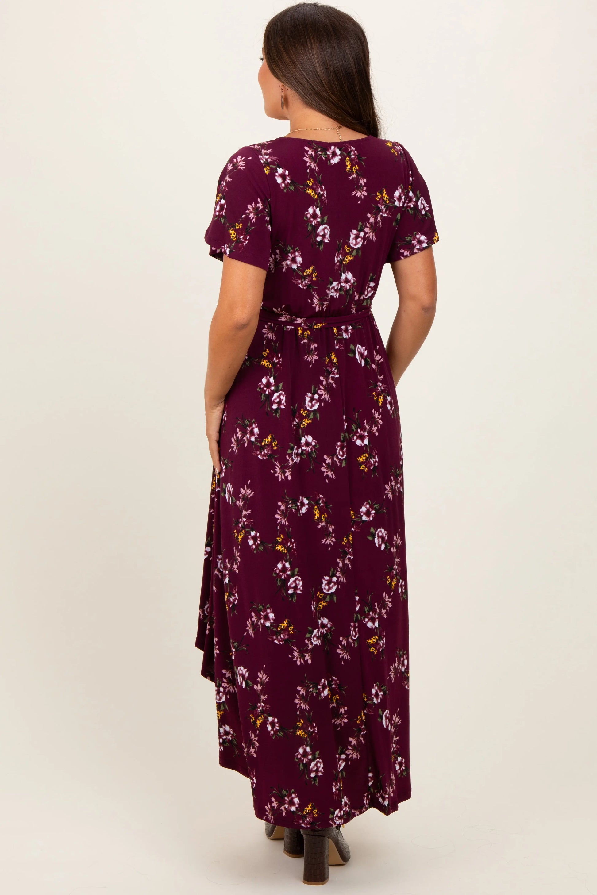 PinkBlush Elegant Maternity Maxi Dress with Floral Design for Expecting Mothers - Apparel & Accessories > Clothing > Dresses