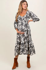 PinkBlush PinkBlush Cream Floral Smocked Maternity Midi Dress for Expecting Mothers - Apparel & Accessories > Clothing > Dresses
