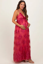 PinkBlush PinkBlush Red Floral Lace Overlay Maternity Maxi Dress for Expecting Mothers - Apparel & Accessories > Clothing > Maternity Clothing > Maternity Dresses Apparel & Accessories > Clothing > Dresses