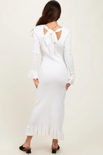 PinkBlush Chic Ivory Ribbed Knit Maxi Dress with Bow Back for Elegant Women - Apparel & Accessories > Clothing > Dresses Apparel & Accessories > Clothing > Dresses