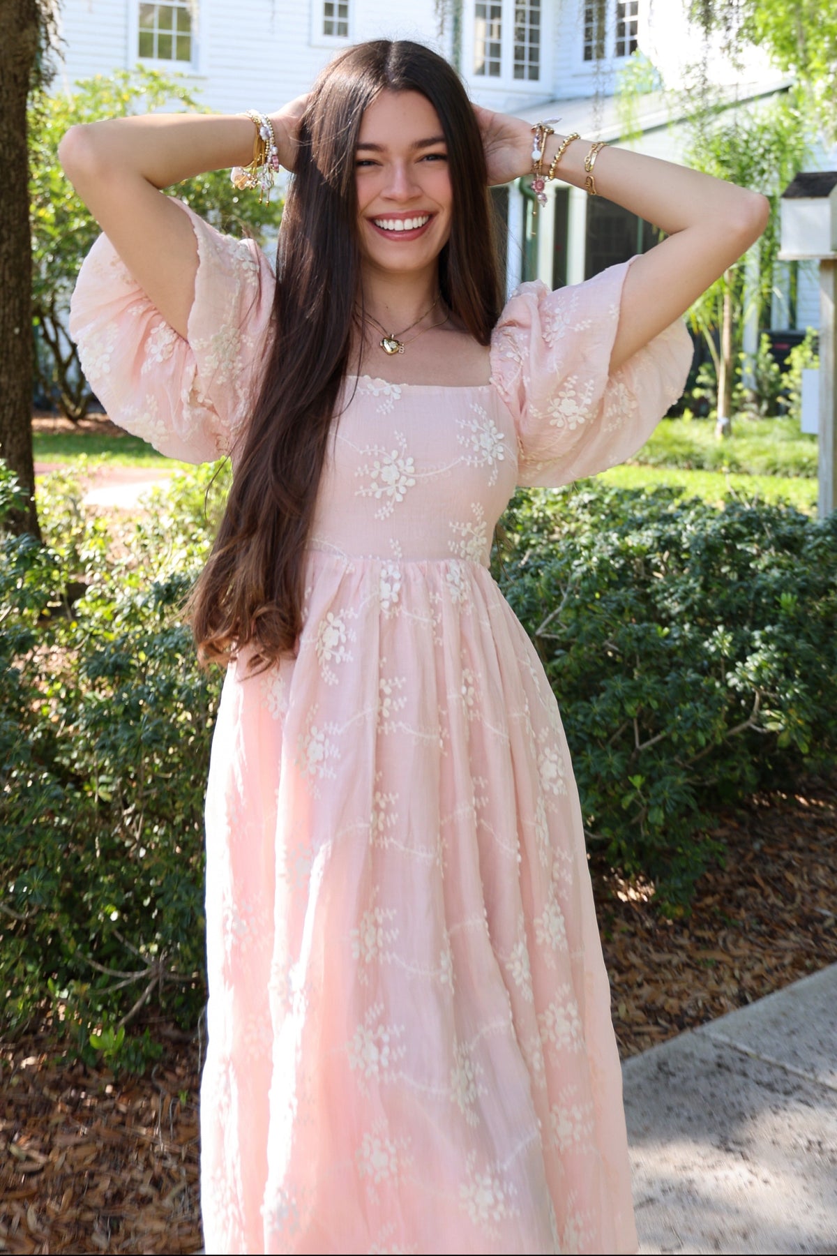 Pink Textured Midi Dress by PinkBlush at Everetts Place