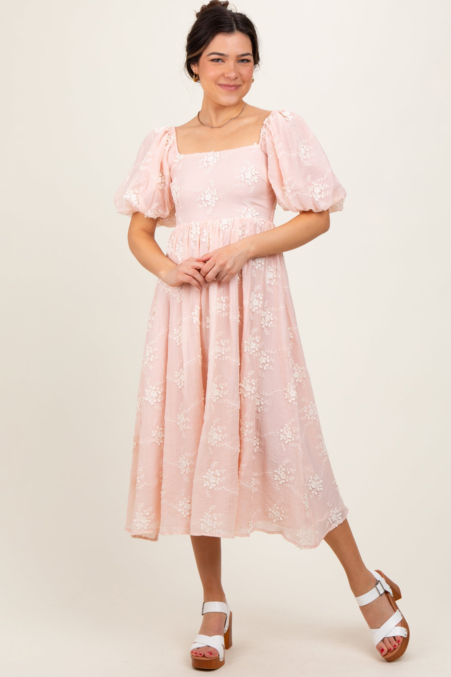 Pink Textured Midi Dress by PinkBlush at Everetts Place
