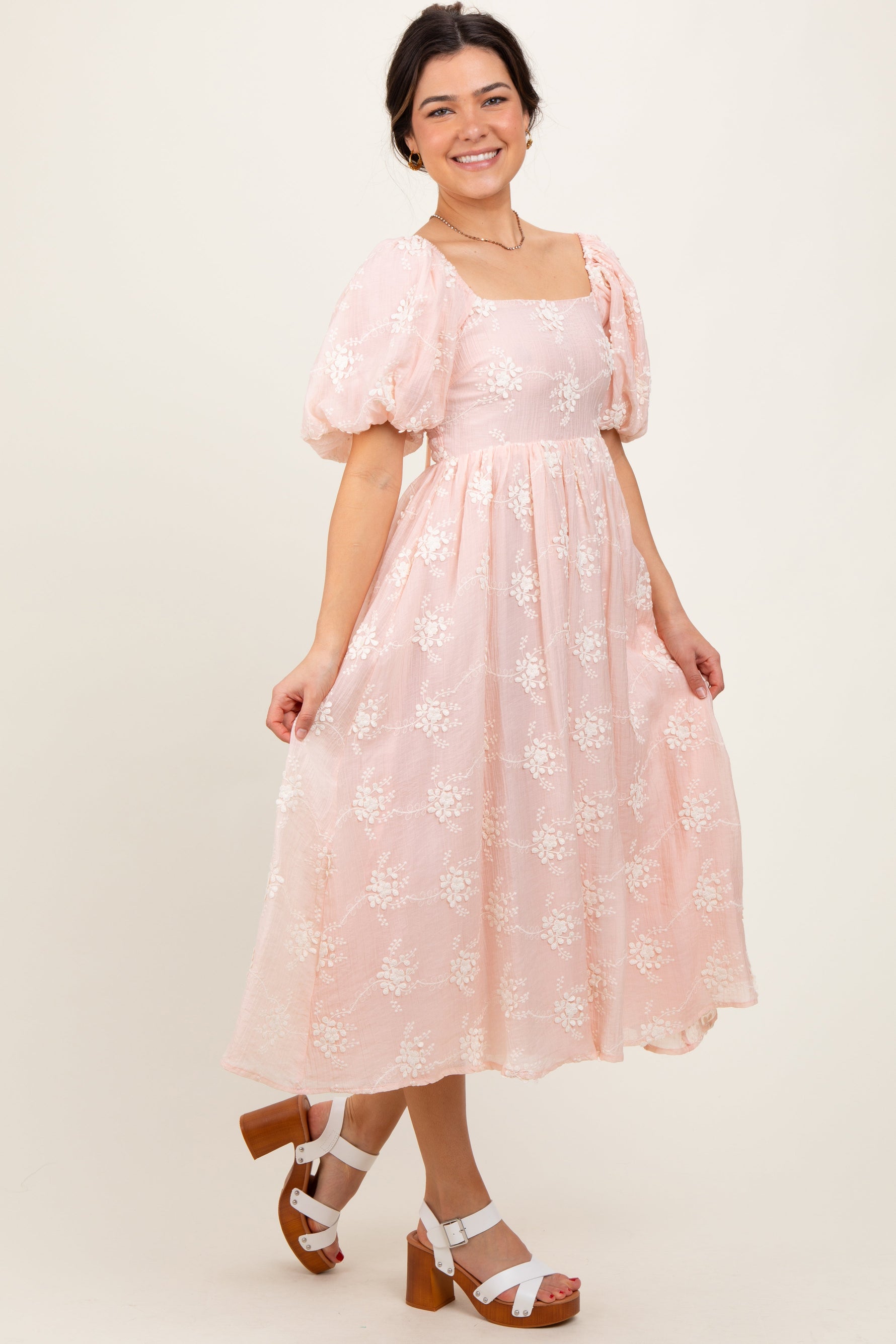 Pink Textured Midi Dress by PinkBlush at Everetts Place