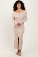Ribbed Knit Off Shoulder Maternity Maxi Dress by PinkBlush (view 1 of 4)