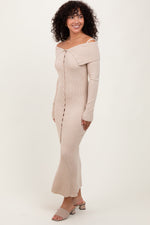 Ribbed Knit Off Shoulder Maternity Maxi Dress by PinkBlush (view 3 of 4)