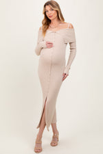 Ribbed Knit Off Shoulder Maternity Maxi Dress by PinkBlush (view 2 of 4)