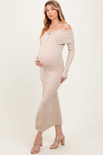 Ribbed Knit Off Shoulder Maternity Maxi Dress by PinkBlush (view 1 of 4)