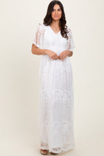 White Smocked Top Lace Maxi Dress by PinkBlush at Everetts Place