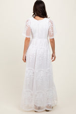 White Smocked Top Lace Maxi Dress by PinkBlush at Everetts Place