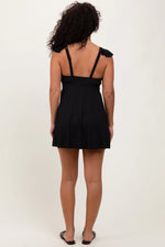 PinkBlush Chic Black Ribbed Swim Dress with Ruffle Design for Stylish Women - Apparel & Accessories > Clothing > Swimwear > Swim Dresses Apparel & Accessories > Clothing > Dresses