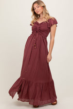 Burgundy Smocked Top Woven Maxi Dress by PinkBlush at Everetts Place