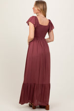 Burgundy Smocked Top Woven Maxi Dress by PinkBlush at Everetts Place
