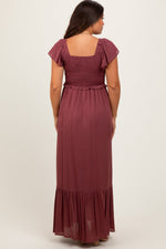 Burgundy Smocked Top Woven Maternity Maxi Dress by PinkBlush at Everetts Place