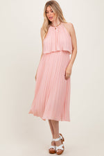Pink Pleated Woven Midi Dress by PinkBlush at Everetts Place
