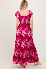 Magenta Floral Smocked Cinched Top Maxi Dress by PinkBlush at Everetts Place