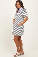 PinkBlush Elegant Maternity Dress with Striped Design for Stylish Expecting Mothers - Apparel & Accessories > Clothing > Dresses