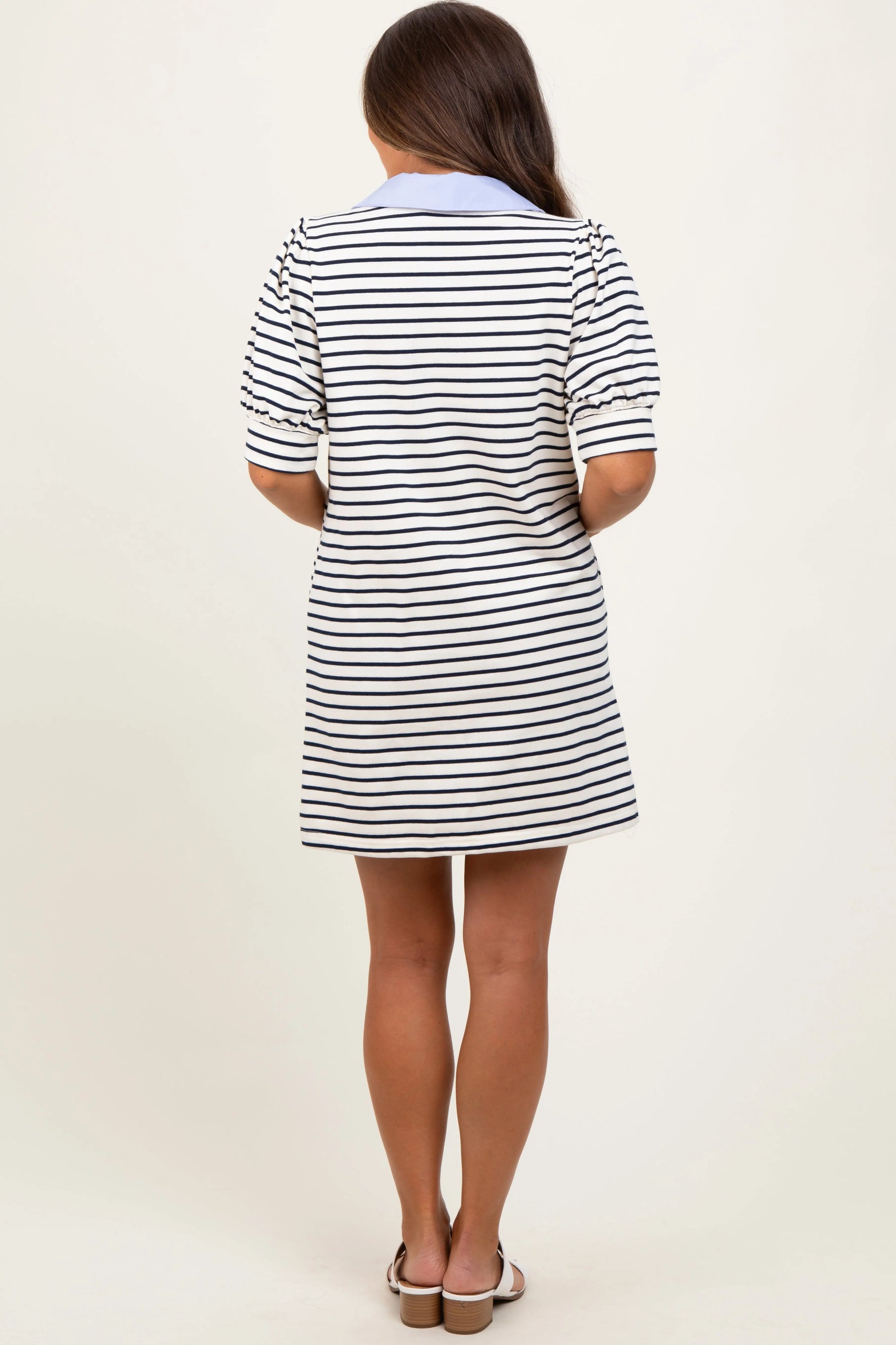 PinkBlush Elegant Maternity Dress with Striped Design for Stylish Expecting Mothers - Apparel & Accessories > Clothing > Dresses