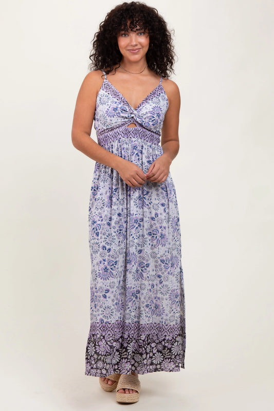 PinkBlush PinkBlush Blue Floral Maxi Dress with Cutout Design for Elegant Women - Apparel & Accessories > Clothing > Dresses
