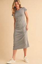 Heather Gray Basic Crewneck Midi Dress PinkBlush 