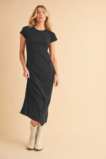 Black Basic Crewneck Maternity Midi Dress by PinkBlush at Everetts Place