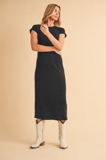 Black Basic Crewneck Midi Dress by PinkBlush at Everetts Place