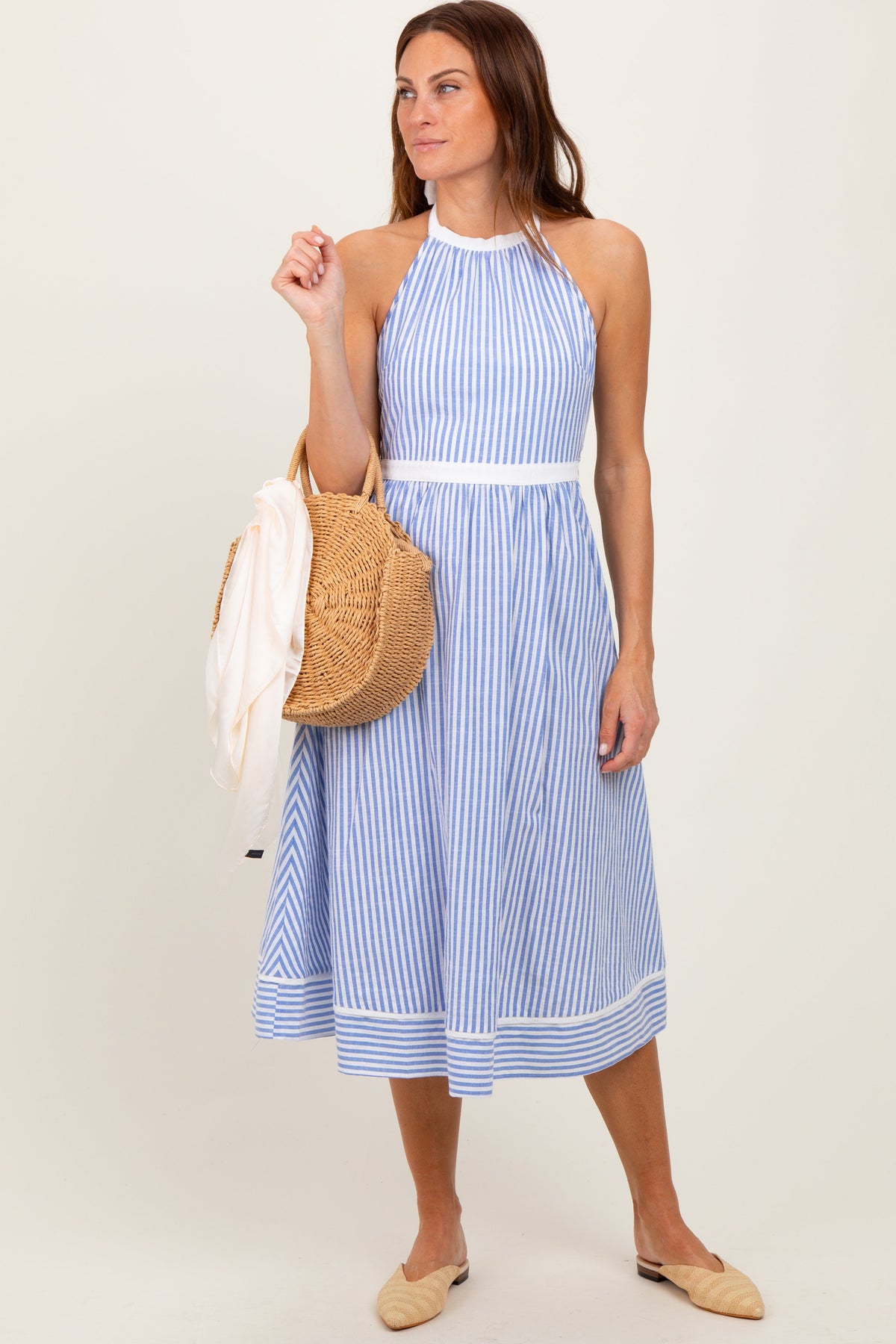 Halter Maternity Midi Dress - Tie Back Cutout by PinkBlush (view 1 of 3)