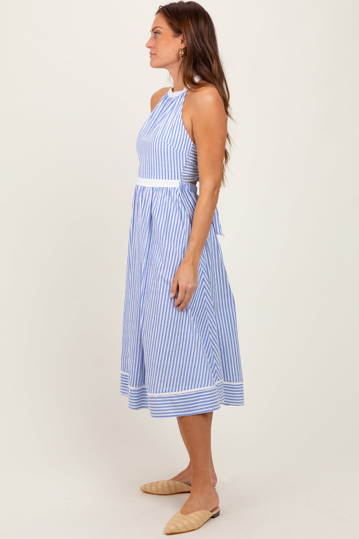 Halter Maternity Midi Dress - Tie Back Cutout by PinkBlush (view 2 of 3)
