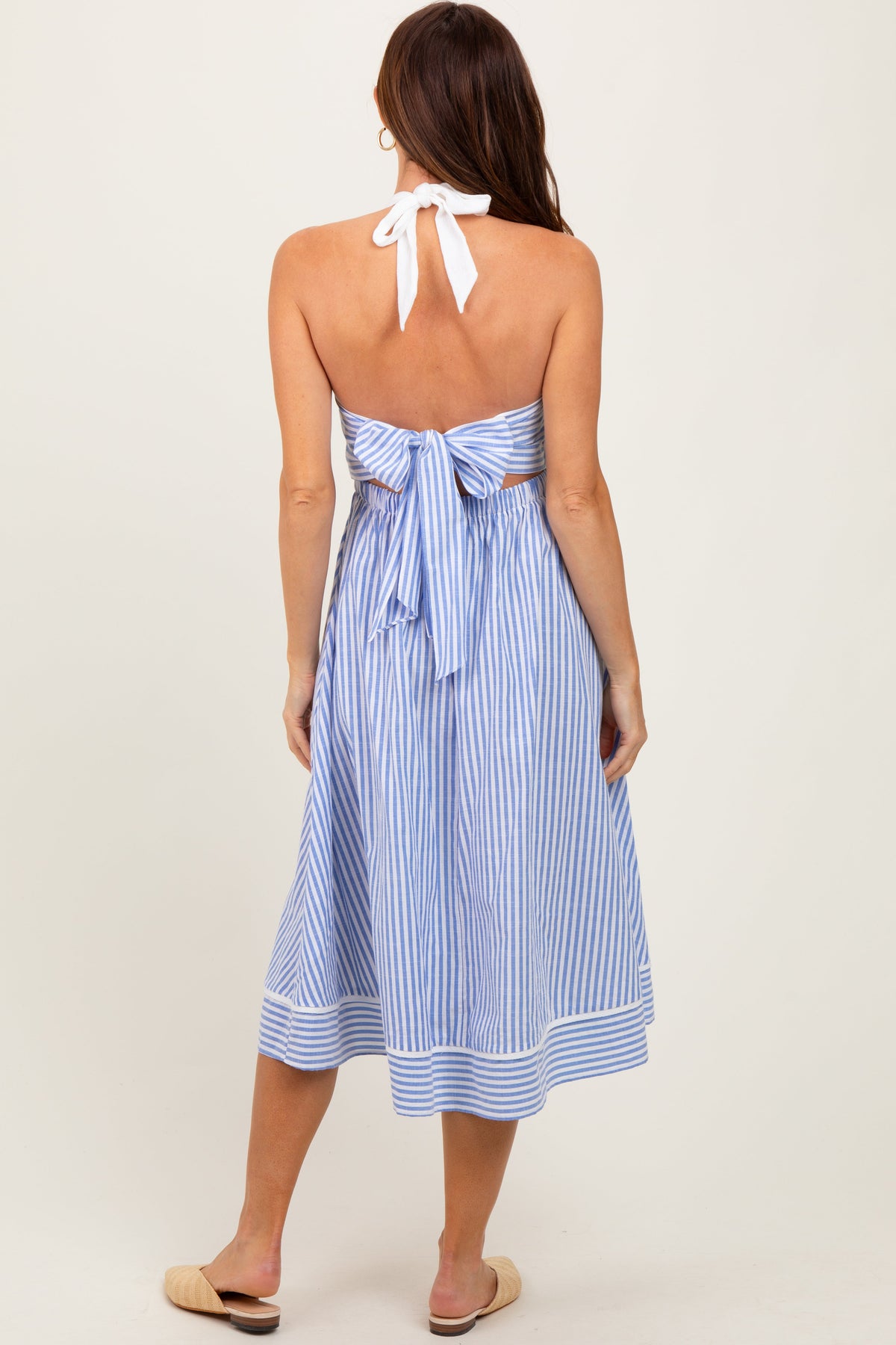 Halter Maternity Midi Dress - Tie Back Cutout by PinkBlush (view 3 of 3)