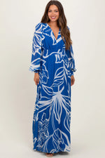 PinkBlush PinkBlush Navy Floral Smocked Waist Long Sleeve Maternity Maxi Dress - Apparel & Accessories > Clothing > Dresses