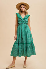 Green Ruffled Floral Cotton Maxi Dress by PinkBlush at Everetts Place