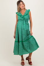 Green Ruffled Floral Cotton Maternity Maxi Dress by PinkBlush at Everetts Place