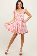 PinkBlush Chic Pink Printed Smocked Ruffle Strap Dress for Stylish Women - Apparel & Accessories > Clothing > Dresses Apparel & Accessories > Clothing > Dresses