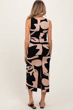 Black Abstract Print Knit Sleeveless Maternity Midi Dress by PinkBlush at Everetts Place