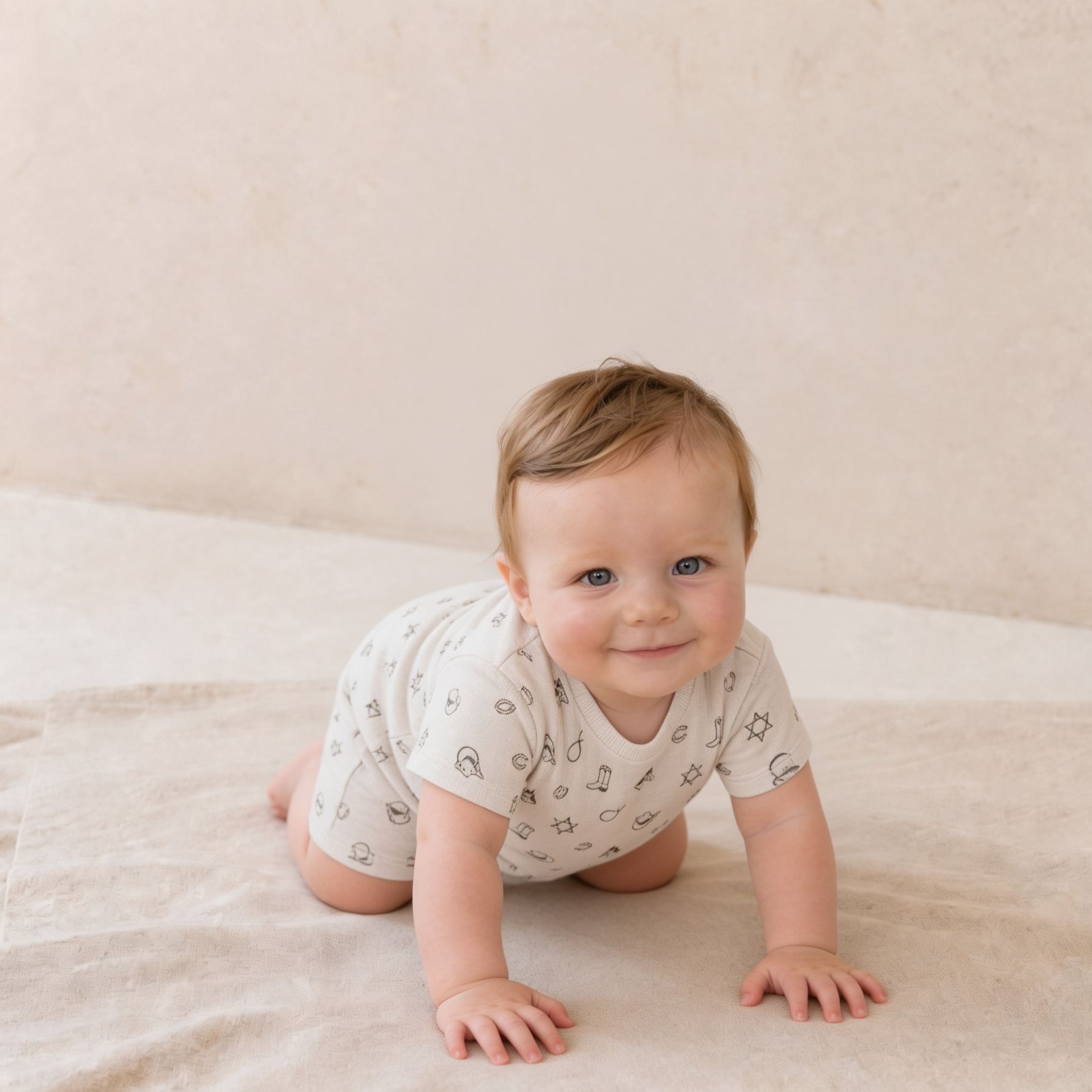 Organic Short Sleeve Bubble Romper - Rodeo by Makemake Organics at Everetts Place