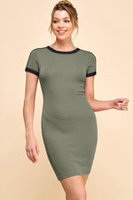 Olive/Black Color Blocked Mini Dress by PinkBlush at Everetts Place
