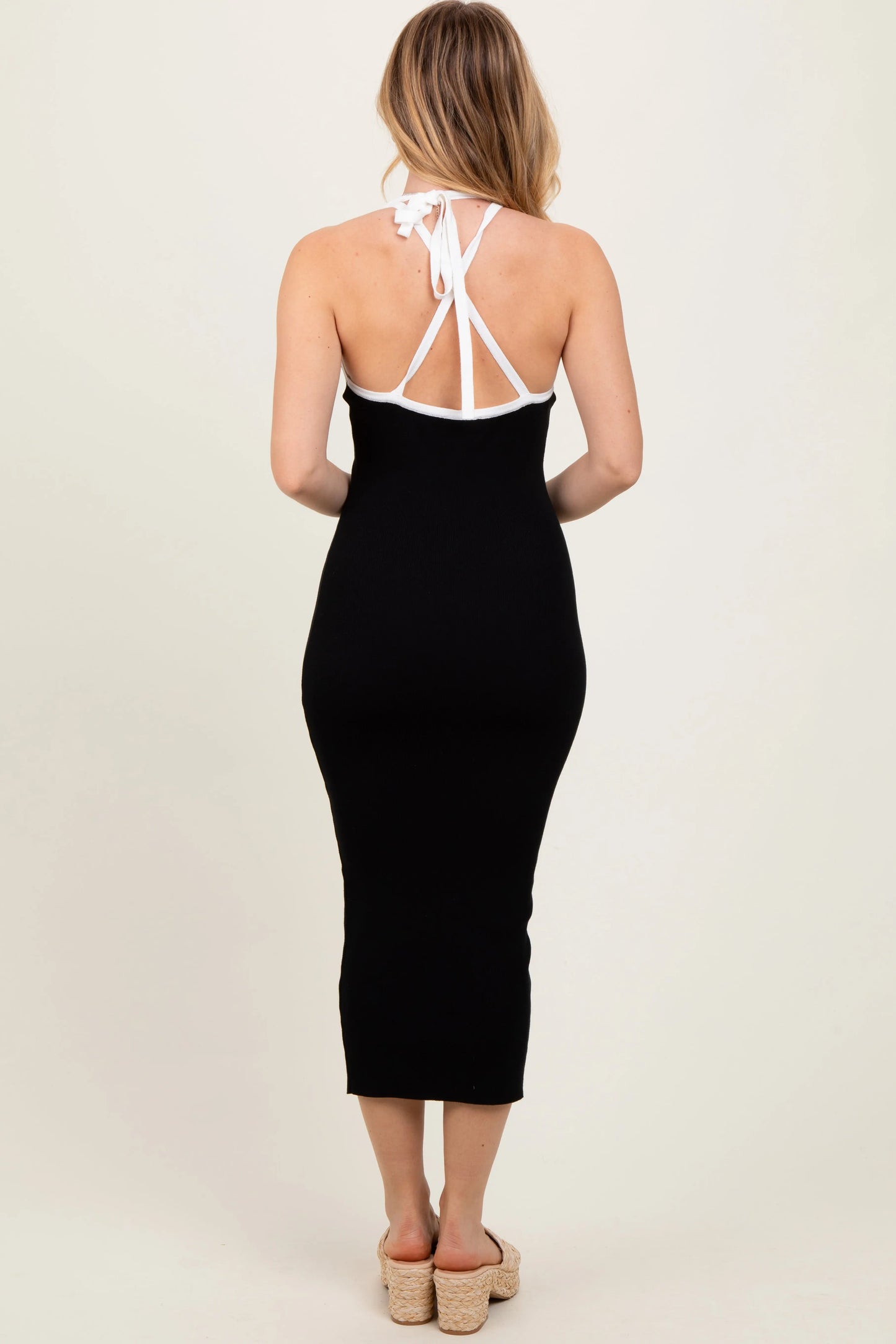 PinkBlush Elegant Black Midi Dress with Keyhole Cutout for Stylish Women - Apparel & Accessories > Clothing > Dresses