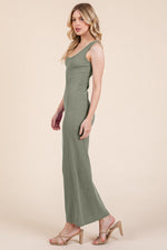 Light Olive Ribbed Basic Maxi Dress by PinkBlush at Everetts Place