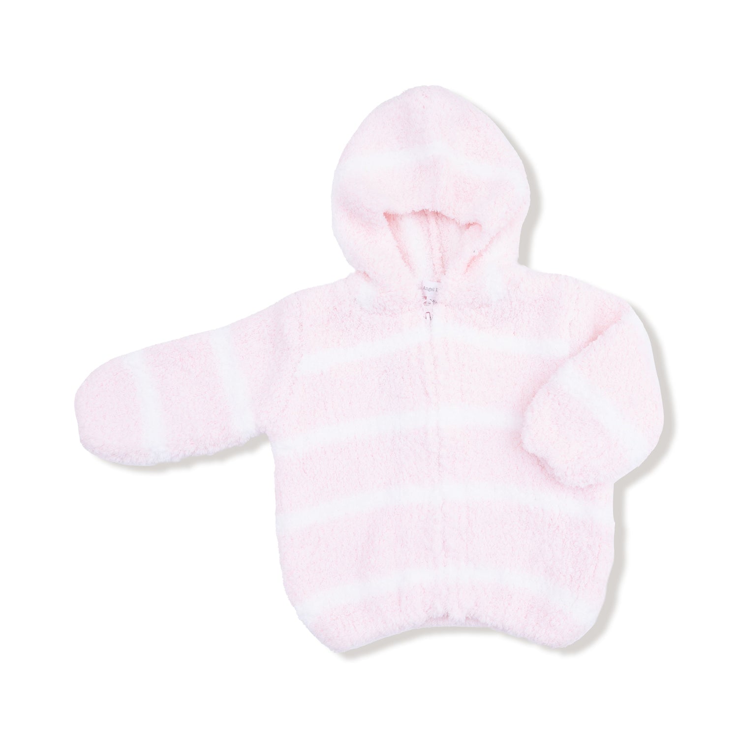 Chenille Striped Hooded Jacket - Pink & Ivory