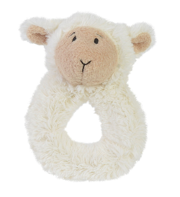 Soft plush lamb rattle toy for babies