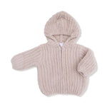 Chenille Hooded Jacket - Stone Striped Texture by Angel Dear
