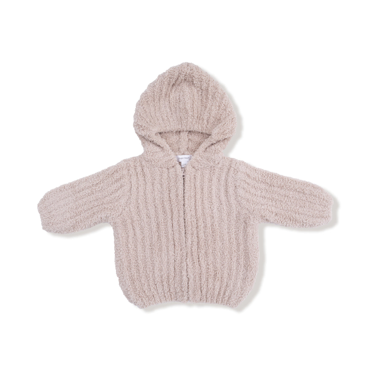Chenille Hooded Jacket - Stone Striped Texture by Angel Dear