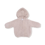 Chenille Hooded Jacket - Stone Striped Texture by Angel Dear