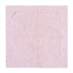 Blush chenille mini pacifier holder blanket with an integrated pacifier loop