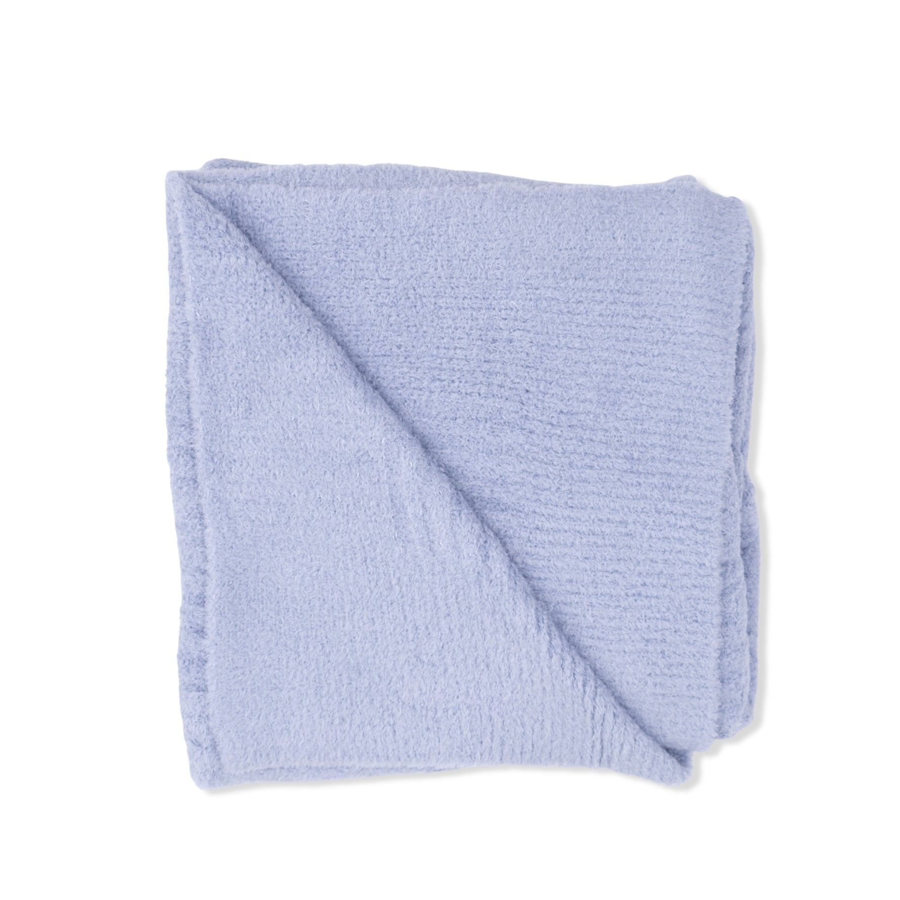 Dusty blue plush chenille stroller blanket for a baby