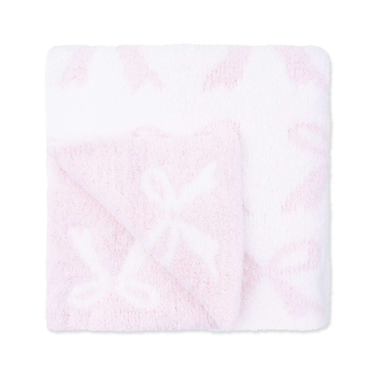 Chenille baby blanket with a bow accent