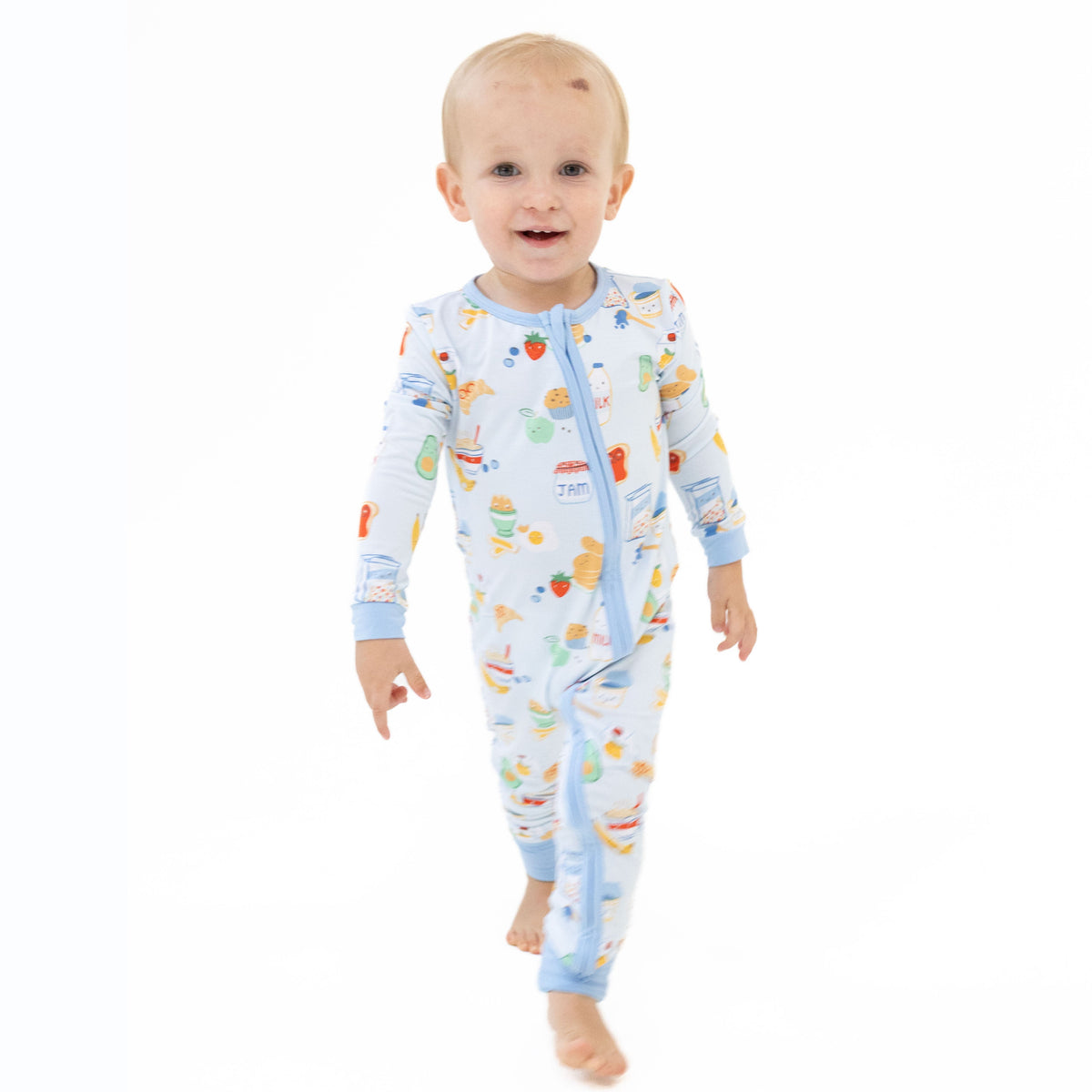 Convertible baby romper made from viscose from bamboo, with two-way zipper and foot grippers