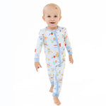 Convertible baby romper made from viscose from bamboo, with two-way zipper and foot grippers