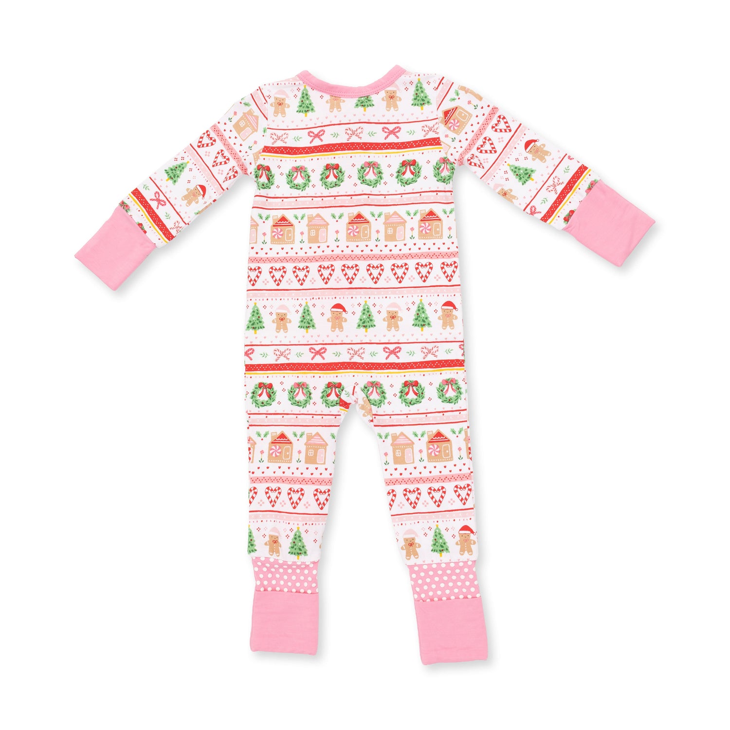 Gingerbread Fair Isle Pink - Convertible Romper
