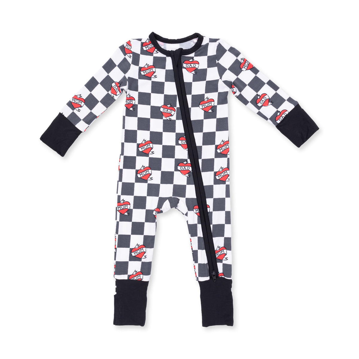 Heart Tattoo Check Black - Convertible Romper by Angel Dear