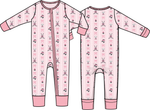 Baby convertible romper in a wide hockey stripe with fold-over cuffs and covered feet